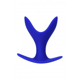 Анальная пробка-расширитель Лотос, из силикона, синего цвета, 8.5 х 4.5 см