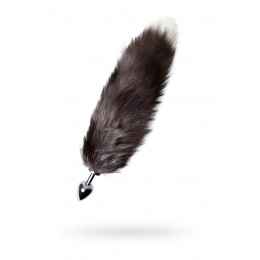 Анальная пробка с хвостом черно-бурой лисы, 45 см, размер М