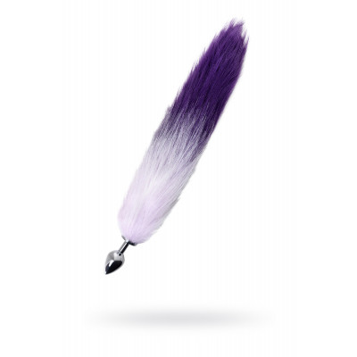 Анальная пробка с хвостом, с бело-фиолетовым мехом, 2.7 х 4  см (43006) – фото 1