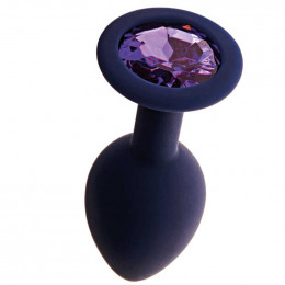 Анальная пробка с кристаллом   фиолетовая, 8.1 х 3.5 см, М