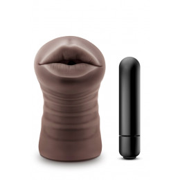 Мастурбатор рот реалистичный с вибрацией Blush коричневый, 13 х 4.3 см
