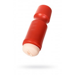 Мастурбатор вагина в колбе, бежево-красний,  24 см х 7.6 см