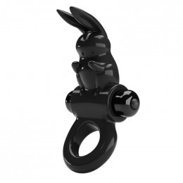 Эрекционное вибро-кольцо с клиторальной стимуляцией Pretty Love черное, 9.2 х 4.4 см – фото