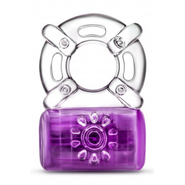 Эрекционное вибро-кольцо с рельефом Blush прозрачно-фиолетовое, 5.7 х 3.8 см