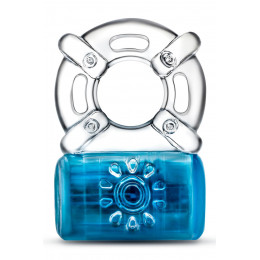 Эрекционное вибро-кольцо с рельефом Blush прозрачно-голубое, 5.7 х 3.8 см