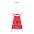 Еротична сорочка Obsessive Rediosa, L / XL, з пажами для панчіх, мереживна, з трусиками, Червона (54160) – фото 6