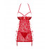 Эротическая сорочка Obsessive Rediosa, L/XL, с пажами для чулок, кружевная, с трусиками, красная (54160) – фото 7