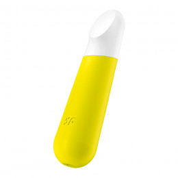 Мини-вибратор для клитора с скошенным носиком, желто-белая, 9.5 х 2.3 см