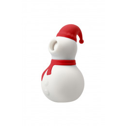 Вакуумный стимулятор клитора Снеговик Chisa бело-красный, 9 х 5.2 см – фото