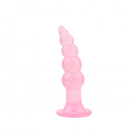 Анальная пробка-елочка Hi-Rubber, на присоске, розовая, 14.5 см х 3.8 см