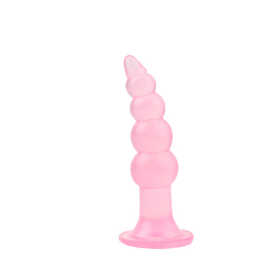 Анальна пробка-ялинка Hi-Rubber, на присоску, рожева, 14.5 см х 3.8 см (44600) – фото 1
