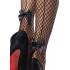 Сексуальные чулки в сетку с кружевной коронкой Leg Avenue с бантиками, черные, O/S (53091) – фото 4
