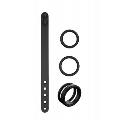 Набор эрекционных колец Dream Toys 3 кольца и регулируемый ремешок, черный (53325) – фото 1