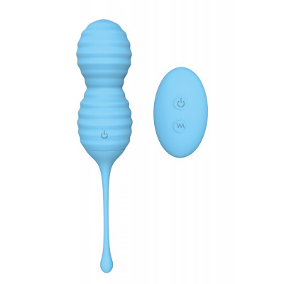 Вагінальні кульки з дистанційними пультом Dream Toys на жорсткому зчепленні, блакитні, 17.3 х 3.7 см (53318) – фото 1