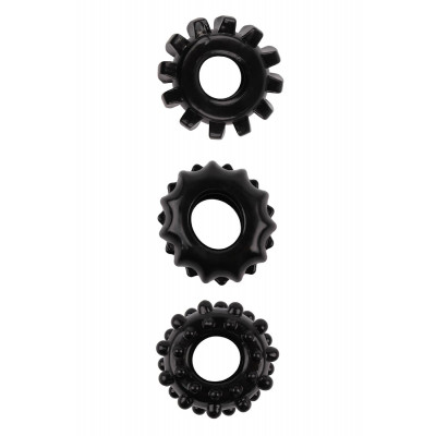 Набор эрекционных колец рельефных Dream Toys черный (53331) – фото 1