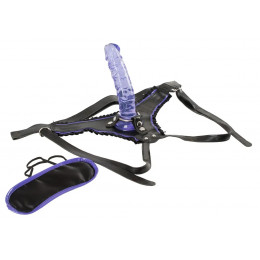 Набор страпон с фаллоимитатором на присоске и маской You2Toys черный, фиолетовый – фото
