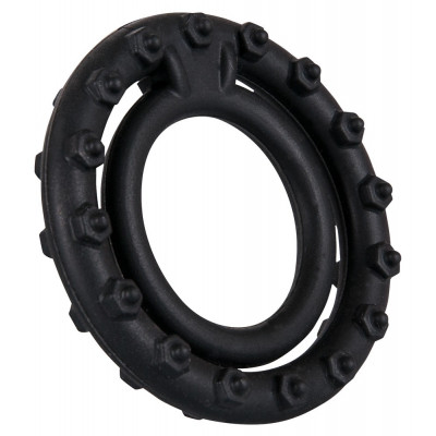Эрекционное кольцо двойное рельефное You2Toys черное, 3.7 см (53409) – фото 1