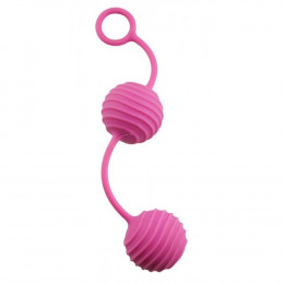 Вагінальні кульки рельєфні Dream Toys зі зміщеним центром ваги, рожеві, 20.3 х 3.6 см – фото