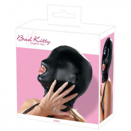 Маска на голову с отверстием для рта Bad Kitty, черная – фото