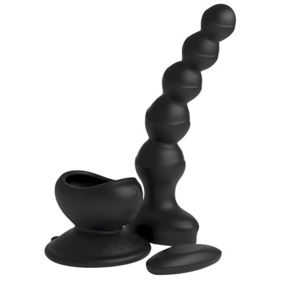 Анальная елочка с вибрацией 3Some Wall Banger Beads черная, 16.8 х 3.8 см (52770) – фото 1
