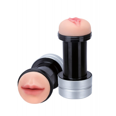 Мастурбатор реалистичный двусторонний вагина и рот Dream Toys в колбе, бежевый, 17.8 см (46042) – фото 1