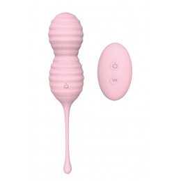 Вагинальные шарики с дистанционными пультом Dream Toys на жесткой сцепке, розовые, 17.3 х 3.7 см