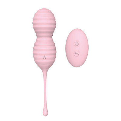 Вагінальні кульки з дистанційними пультом Dream Toys на жорсткому зчепленні, рожеві, 17.3 х 3.7 см (46065) – фото 1