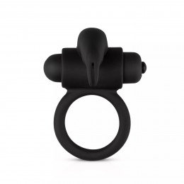 Вибро-эрекционное кольцо Easytoys с кроликом, черное, 7.4 х 5.5 см – фото