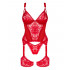 Сексуальный корсет Obsessive Belovya, XS/S, кружевной, с трусиками с интимным доступом, красный (207053) – фото 6