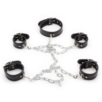Бондажный набор с грубыми цепями Fetish Collar with restraints черный (205017) – фото 1
