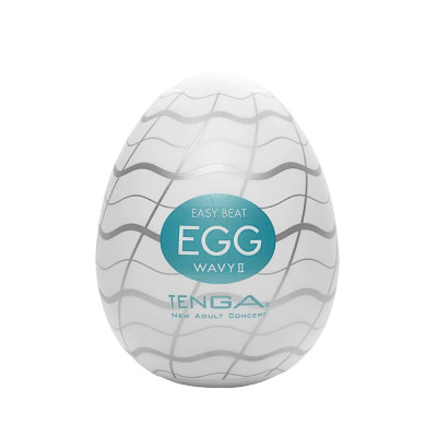 Мастурбатор хай-тек tenga New Standard Egg Wavy II білий, 4.9 × 4.9 × 6.09 см (205086) – фото 1