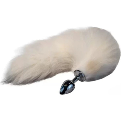 Анальна пробка лисячий хвіст Fetish Anal plug fox tail білий, 7 х 2.5 см (205149) – фото 1