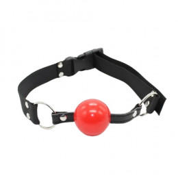 Кляп-кулька глянсовий Fetish Nylon gag чорно-червоний, 4.5 см – фото