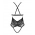Эротическое боди Obsessive Sedila, S/M, кружевное, с интимным доступом, со шнуровкой, черное (54280) – фото 6