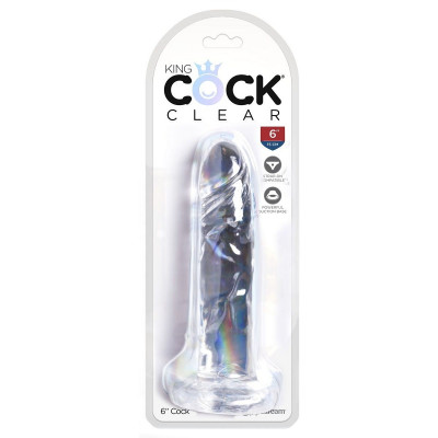 Фаллоимитатор реалистичный на присоске King Cock прозрачный, 18.4 х 3.8 см (203696) – фото 1