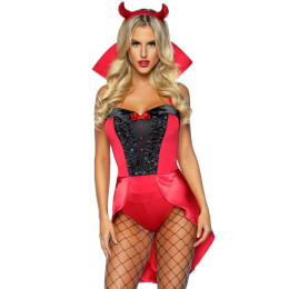 Сексуальний костюм демоніци Leg Avenue, s, 4 предмета, червоний