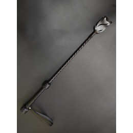 Стек с розой-наконечником, кожаный для БДСМ TABOO, длинный, черный – фото
