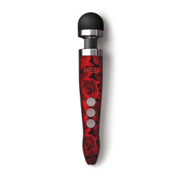 Массажер-микрофон Doxy Die Cast 3R Wand Vibrator Rose Pattern, срозами, красный