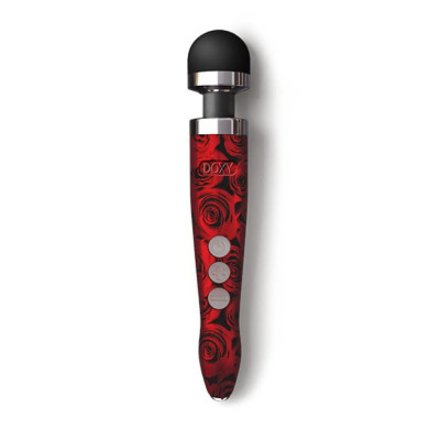 Массажер-микрофон Doxy Die Cast 3R Wand Vibrator Rose Pattern, срозами, красный (208211) – фото 1