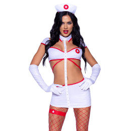 Костюм сексуальной медсестры Leg Avenue, M, 4 предмета, белый – фото