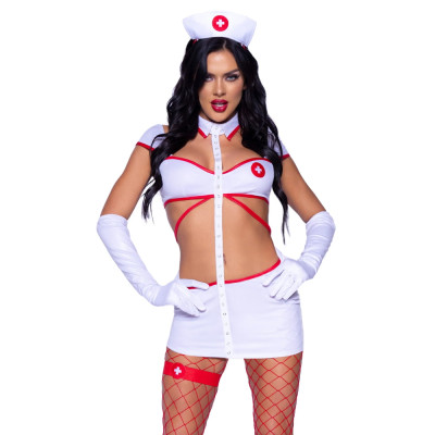 Костюм сексуальної медсестри Leg Avenue, XS, 4 предмета, білий (207534) – фото 1
