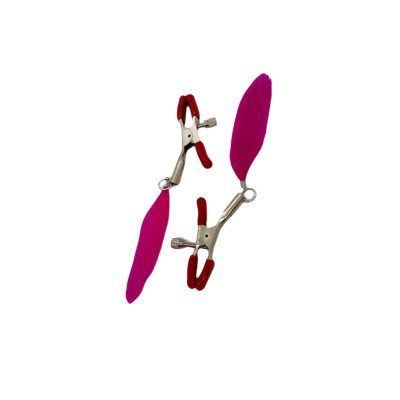 Затискачі на соски з пір'їнками Fetish Nipple clamps feather l червоні, 13.5 см (205335) – фото 1