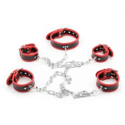 Бондажный набор с грубыми цепями Fetish Collar with restraints черно-красный (205493) – фото 1