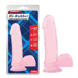Фаллоимитатор с яичками на присоске розовый Hi-Rubber