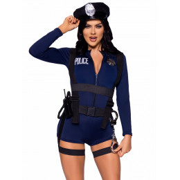 Костюм сексуальної поліцейської Leg Avenue Hottie Cop, XS, 6 предметів, синій – фото