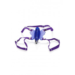 Вибратор-бабочка для клитора California Exotic, на ремнях, фиолетовый, 8 х 8 см