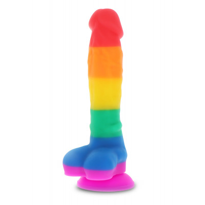 Фалоімітатор реалістичний на присоску Rainbow lover Різнокольоровий, 18 х 3 см (207693) – фото 1