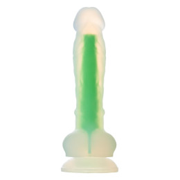 Фаллоимитатор реалистичный светящийся Dream Toys на присоске, зеленый, 17 х 3.5 см