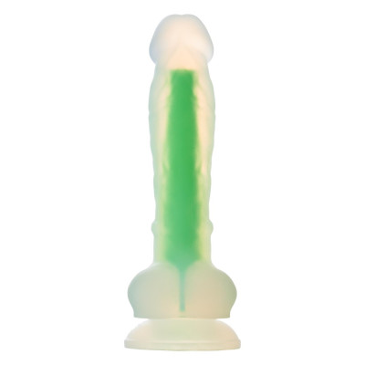 Фалоімітатор реалістичний світиться Dream Toys на присоску, зелений, 17 х 3.5 см (205689) – фото 1