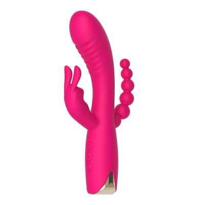 Вібратор-кролик рельєфний з ялинкою Aphrodite Toy Joy рожевий, 21 х 3.7 см (215828) – фото 1